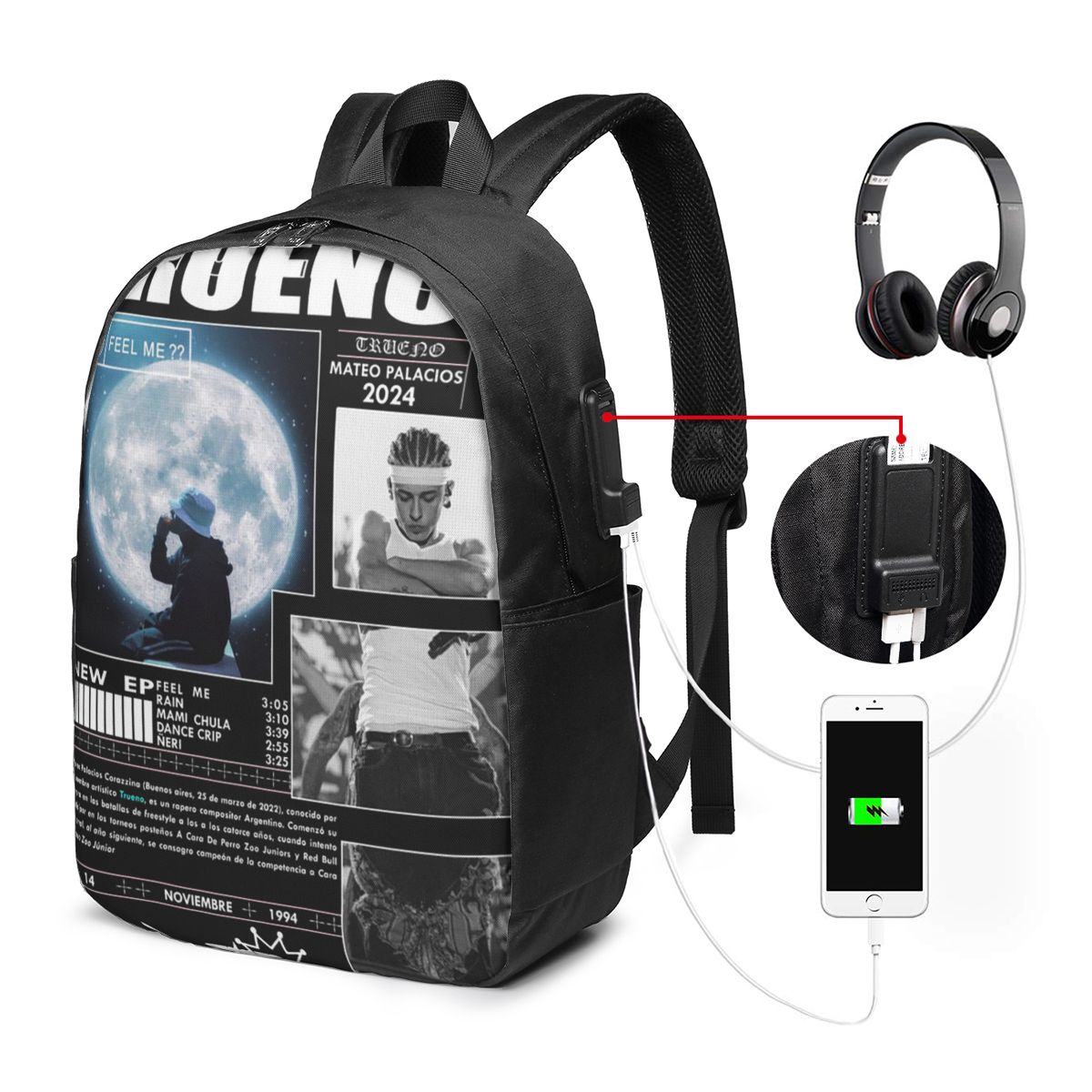 Women'S Bag - Divertente Zaino Hip Hop Trueno per