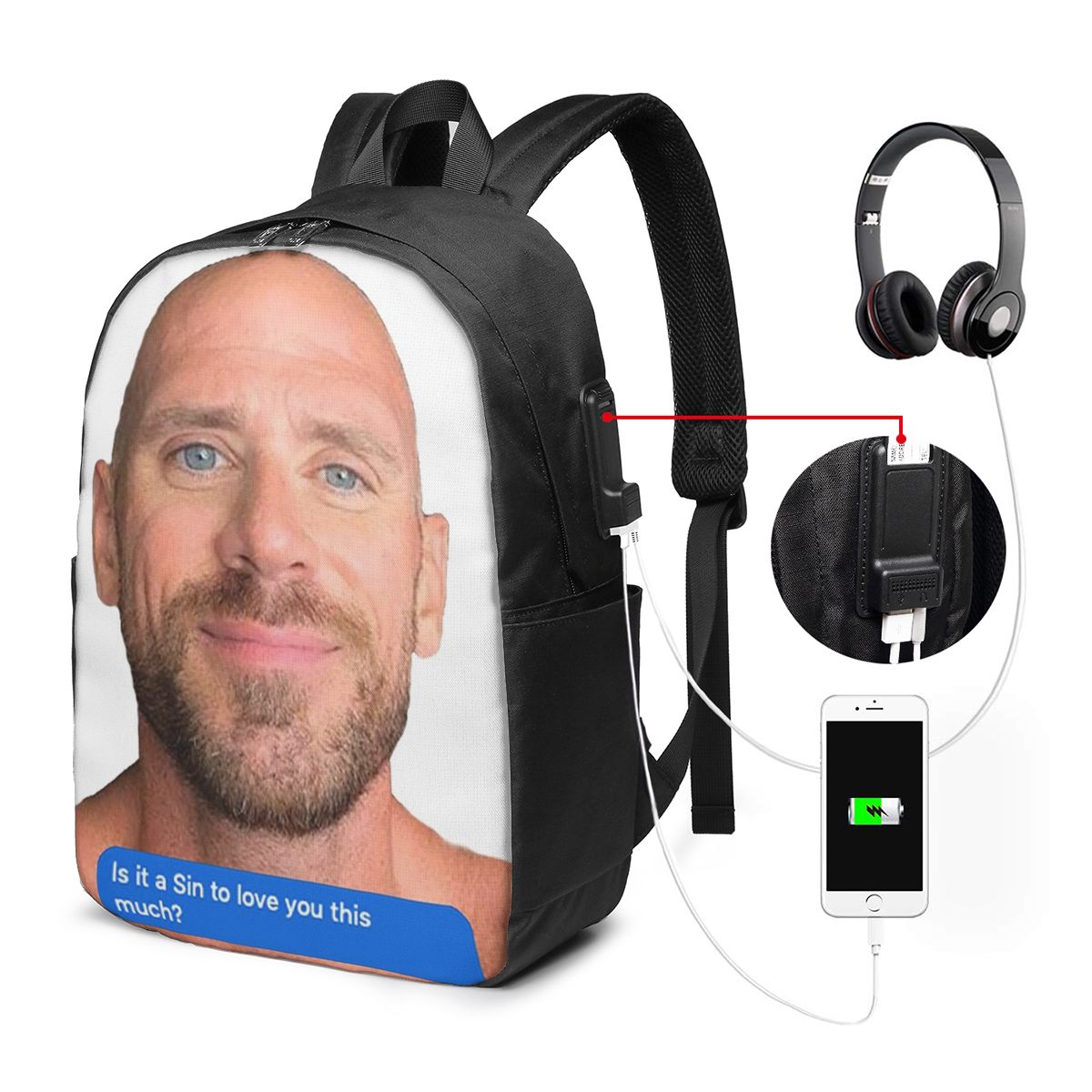 Zaino Johnny Sins Flirty Text  - Women'S Bag recensione e prezzo