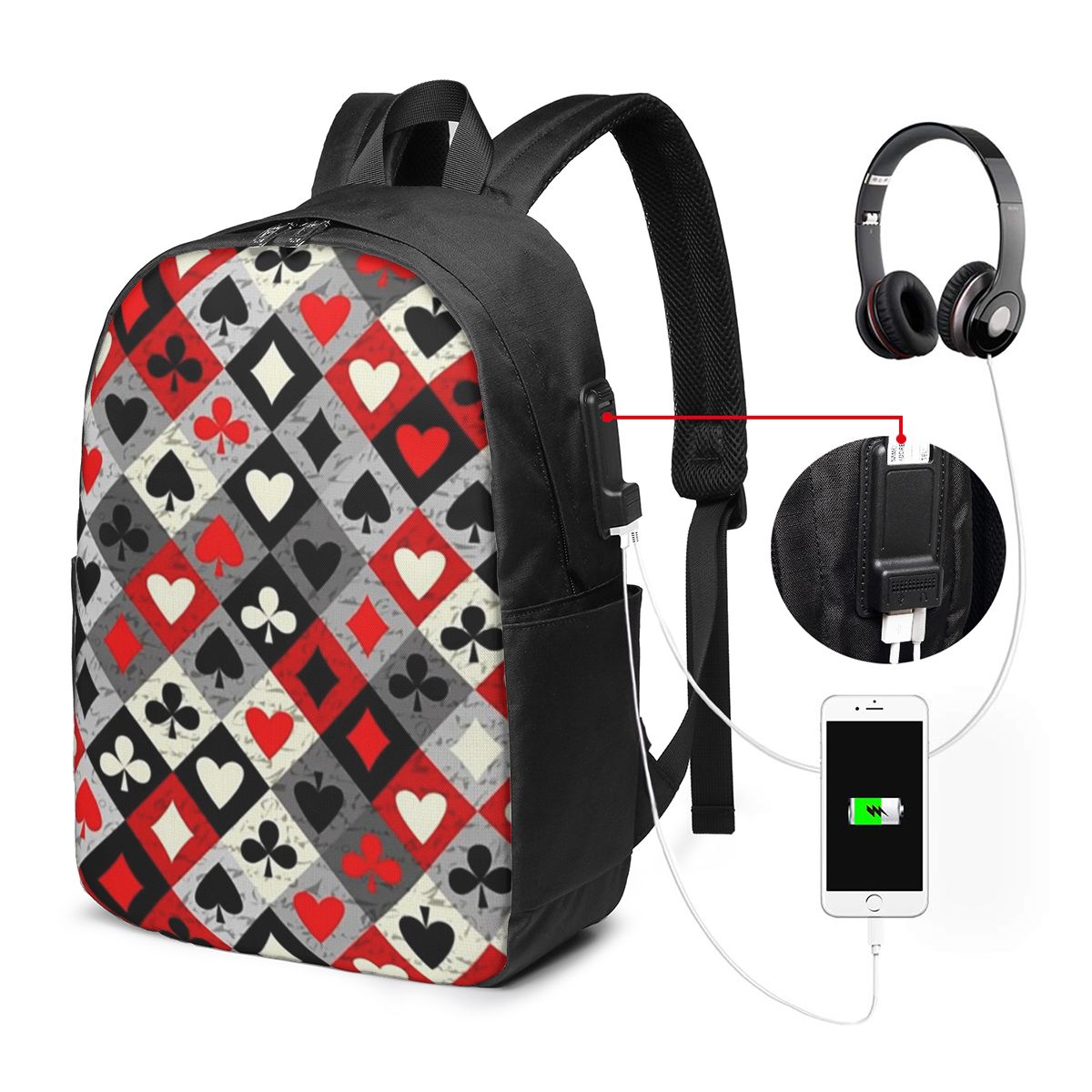 Zaino con stampa di carte da g - Women Bags College recensione e prezzo